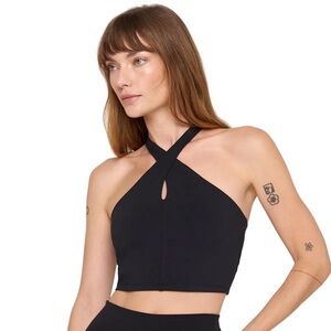 NEW Spiritual Gangster Jules Black Halter High Cross Neck Sports Bra Top Small